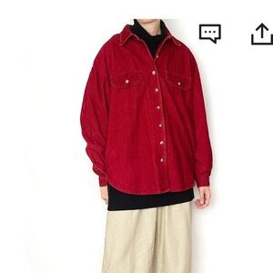1990s Vintage Nonfiction Corduroy Red Button-Up​